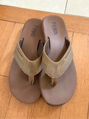 Flojos Brown/Tan Men's Padded Strap Flip Flops